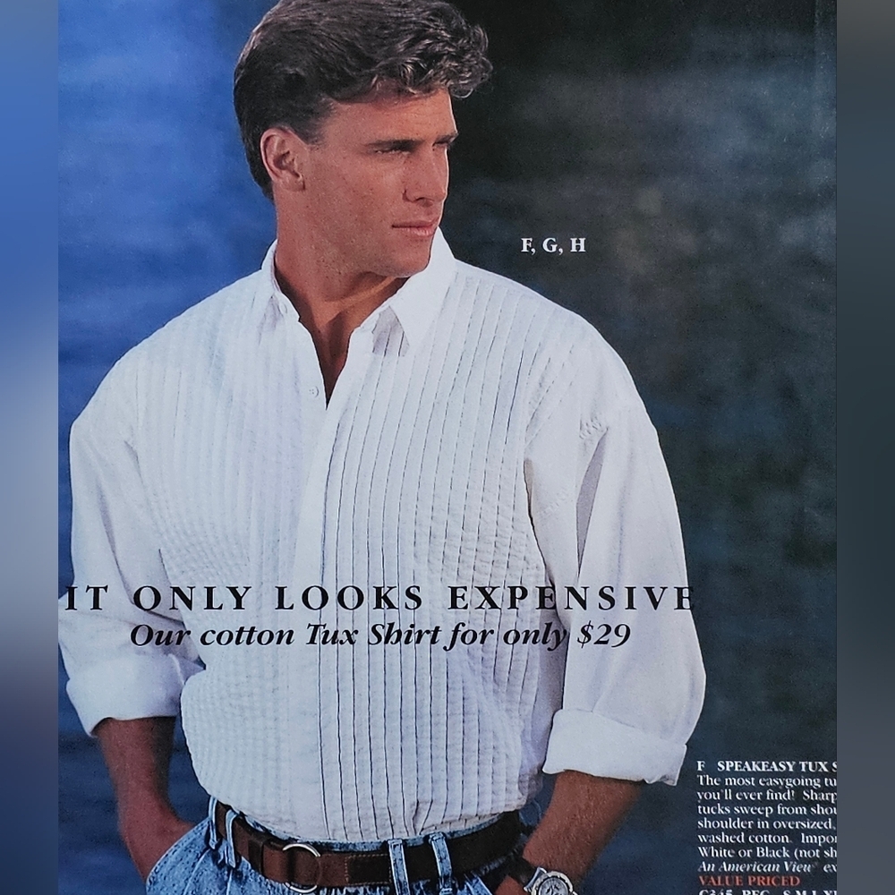 International Male Men Small Black Cotton Pleated Tuxedo Shirt 80s 90s Retro - Picture 7 of 7